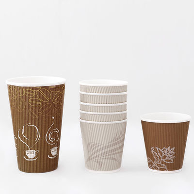 Disposable Kraft Ripple Cups 12oz 430ml Cold Drink Disposable Cups Waterproof
