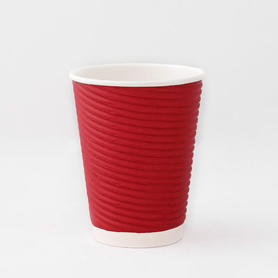 Recycled 430ml Ripple Wall Coffee Cups 12oz Ripple Paper Cups Plastic Free Coated
