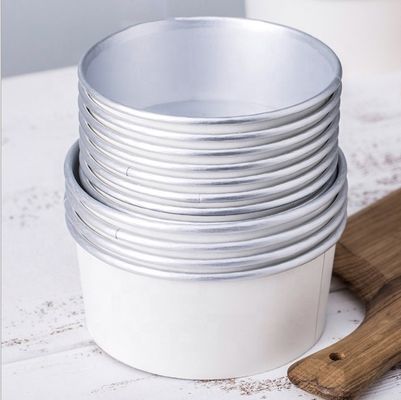 Silver Aluminum Foil Paper Bowl PE PLA Plastic Free Coated Round Shape Bowl