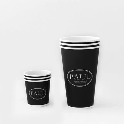 Black 540ml Single Wall Paper Cup 16oz PE Coated Disposable Printed Paper Cups