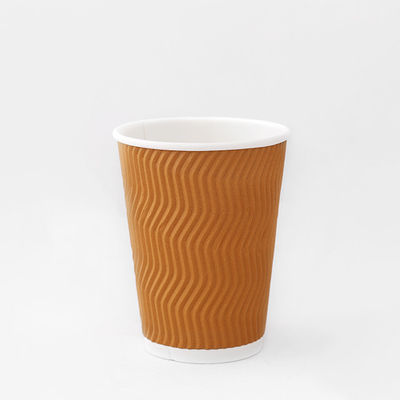 Biodegradable Ripple Coffee Cups Custom 10oz Paper Drinking Cup