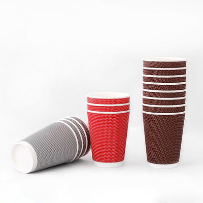 Disposable 16oz Ripple Cups PLA Coated 540ml Kraft Paper Cups