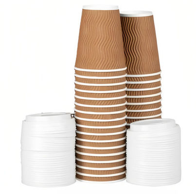 Biodegradable Kraft Paper Baking Cups 250ml PE Coated Ripple Paper Cup Kraft